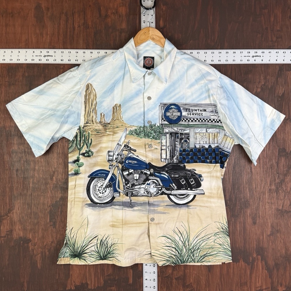 Harley Davidson Hawaiian Road King Button Up Shirt USA Made Mens XL Extra Large